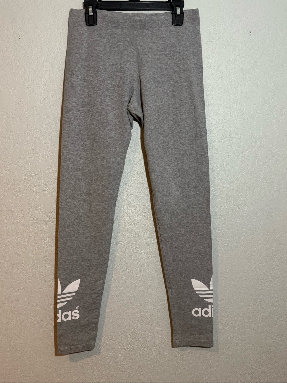 Adidas- Grey W/White Logos, Cotton/Spandex Leggings Size Small